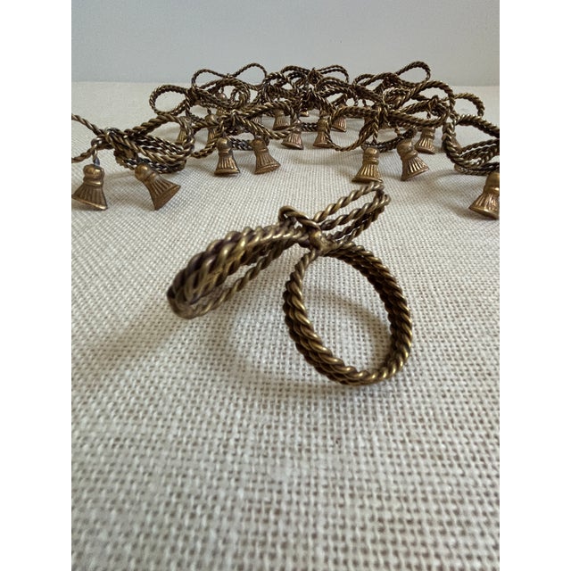 1960s Vintage Mid Century Regency Brass Tassel Bow Napkin Rings Set of 13 For Sale - Image 5 of 10