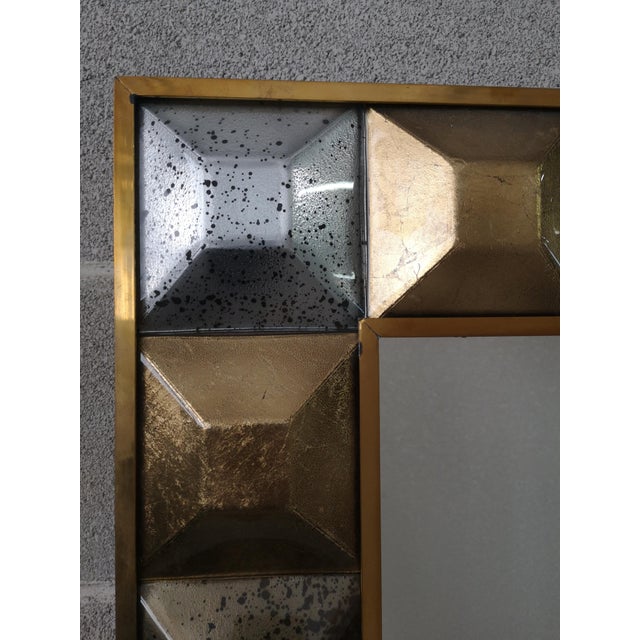2000 - 2009 Mid-Century Italian Murano Glass and Brass Mirror, 2000 For Sale - Image 5 of 13