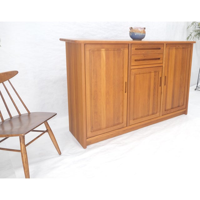 Solid Teak Danish Mid Century Modern 45" Tall 3 Door Compartment Credenza MINT For Sale - Image 6 of 15