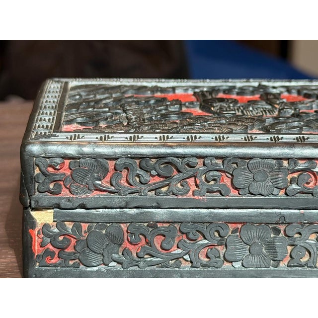 Late Qing/Republic Period Black and Red Chinese Cinnabar Box For Sale - Image 10 of 11