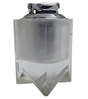 Vintage C.1960's Mid-Century Footed Crystal Faceted & Chrome "Atomic" Lighter
