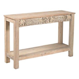 Console Table Constructed From Antique Indian Carved Elements and Reclaimed Wood For Sale