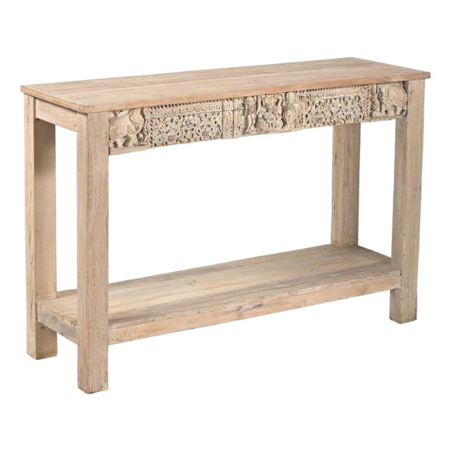 Console Table Constructed From Antique Indian Carved Elements and Reclaimed Wood For Sale