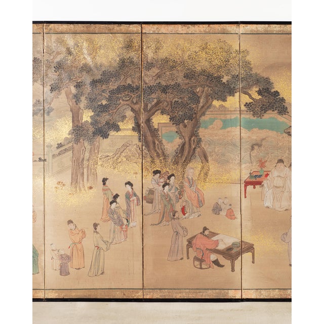 19th C. Japanese Edo Six Panel Screen Chinese Official's Gathering For Sale - Image 4 of 18