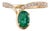 Handmade 14k Yellow Gold Natural Oval Emerald Diamond Bypass Ring Size 8 For Sale