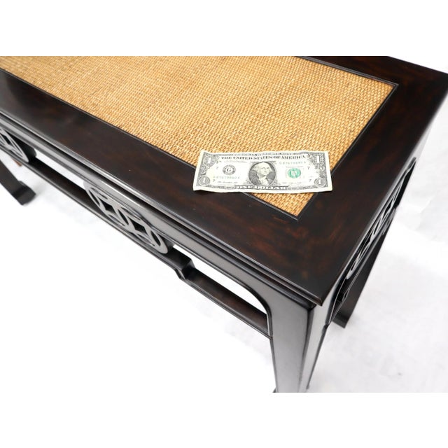 Ebonized Mahogany Cane Top Asian Influence Console Table For Sale - Image 6 of 10