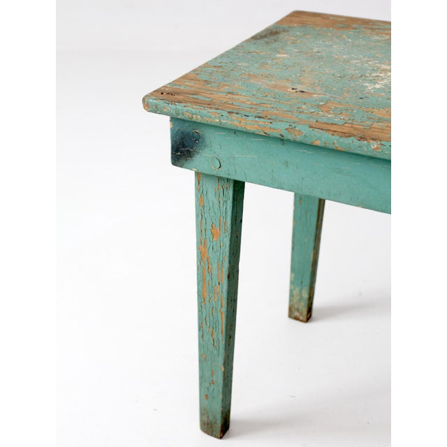 Antique Painted Primitive Farmhouse Side Table For Sale - Image 10 of 14