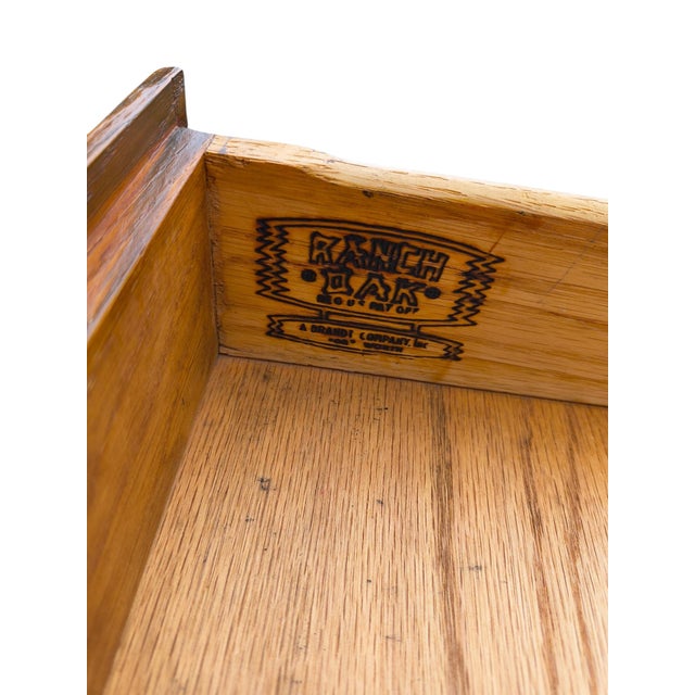 Mid 20th Century Vintage 1950s Mid-Century A. Brandt Ranch Oak Writing Desk For Sale - Image 5 of 13