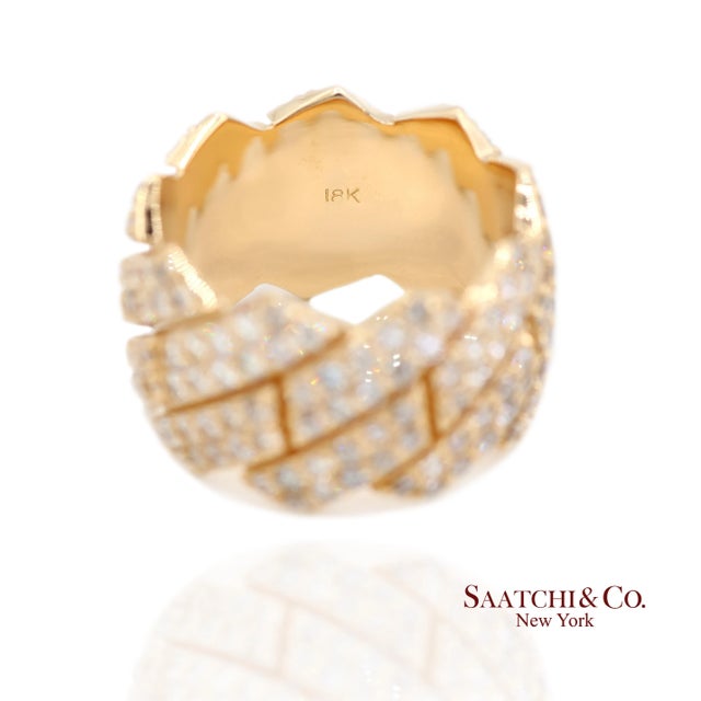18k (750) Yellow Gold 4.50 Ct Natural Diamond Ring Band For Sale In New York - Image 6 of 8