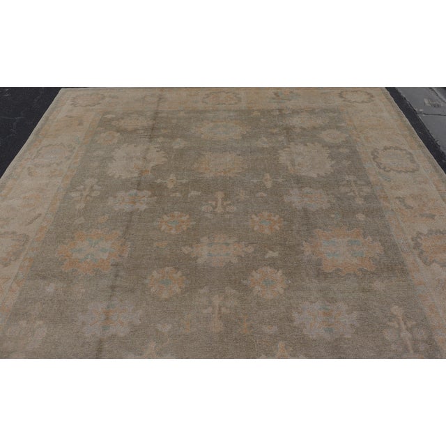 Large Turkish Oushak in Moss Green by Keivan Woven Arts 10'10 X 15'5 For Sale - Image 14 of 17