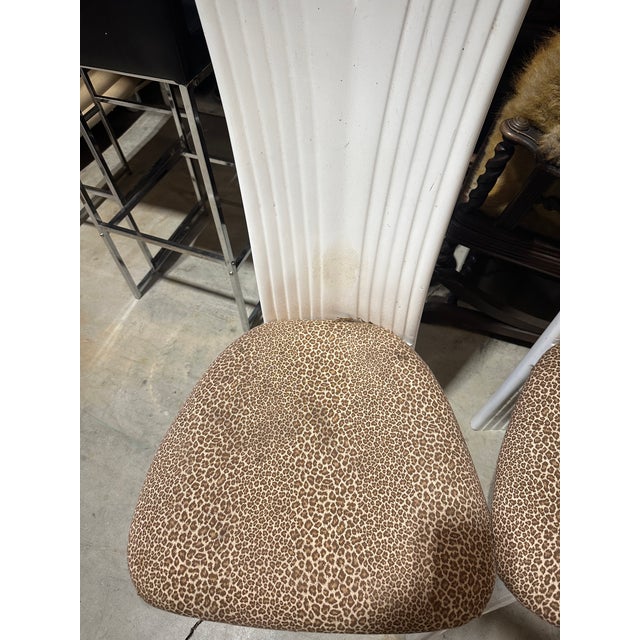 Wood 1970s Post Modern Art Deco Ribbon Chairs With Leopard Print- Set of 6 For Sale - Image 7 of 8