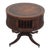 1940s Mahogany & Brass Round Drum Coffee Table W/ Inlaid Leather by Weiman (Signed) For Sale