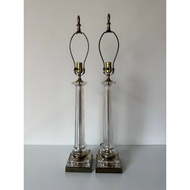 Sophisticated and timeless, this pair of 1980’s Chapman table lamps showcases a refined Neoclassical-inspired column...
