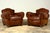 1940s French Art Deco Cognac Leather Club Chairs, Pair For Sale In New York - Image 6 of 7