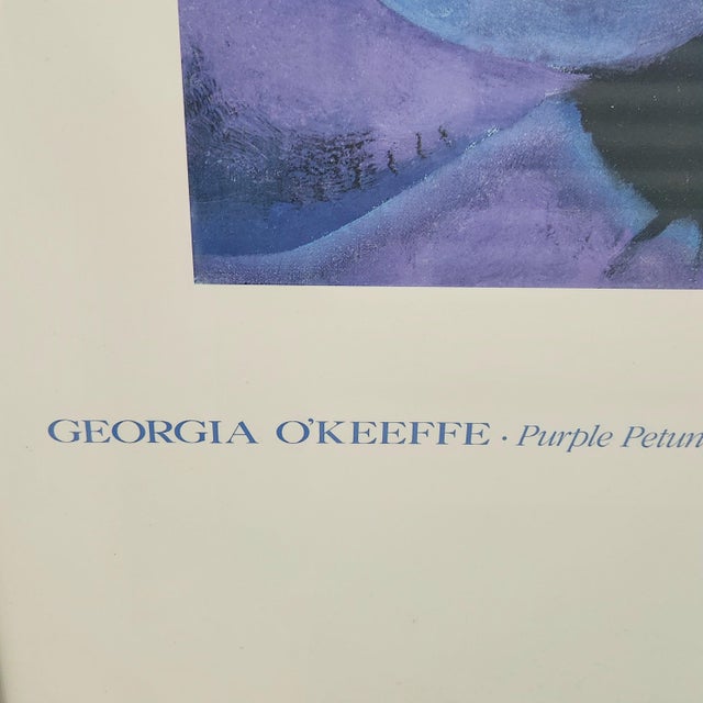 1980s Vintage 1989 Georgia O’Keeffe Purple Petunias Newark Art Museum Offset Lithograph Poster For Sale - Image 5 of 7