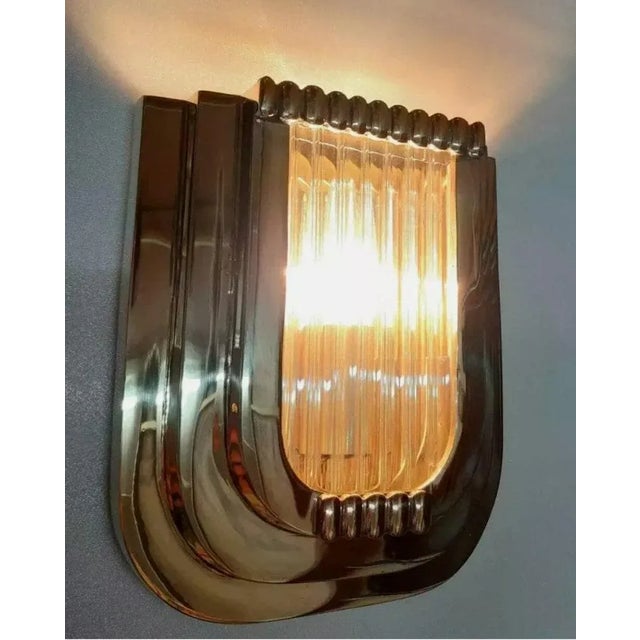 Skyscraper Vintage Art deco light Old Lamp Wall Sconces Fixture Brass & Glass Rod Ship Light Excellent Working Condition...