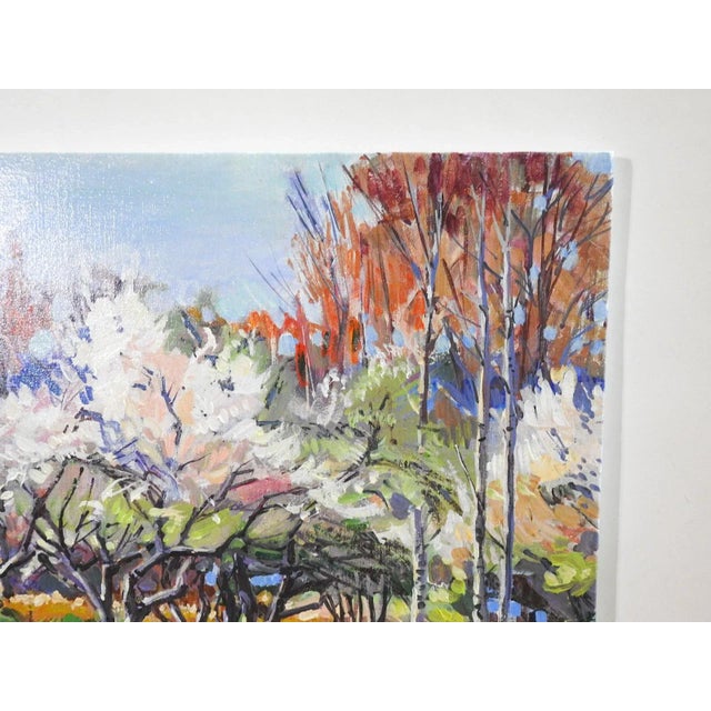 1992 Impressionist Blossoming Orchard Trees Landscape Painting For Sale - Image 4 of 7