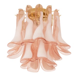 Ceiling with Murano Glass Sellas Pink and White Saddles, Italy, 1990s For Sale