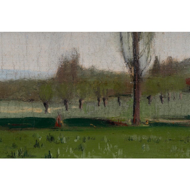Unknown, Spring Landscape with Poplar Trees, 1800s, Oil on Panel For Sale - Image 4 of 18