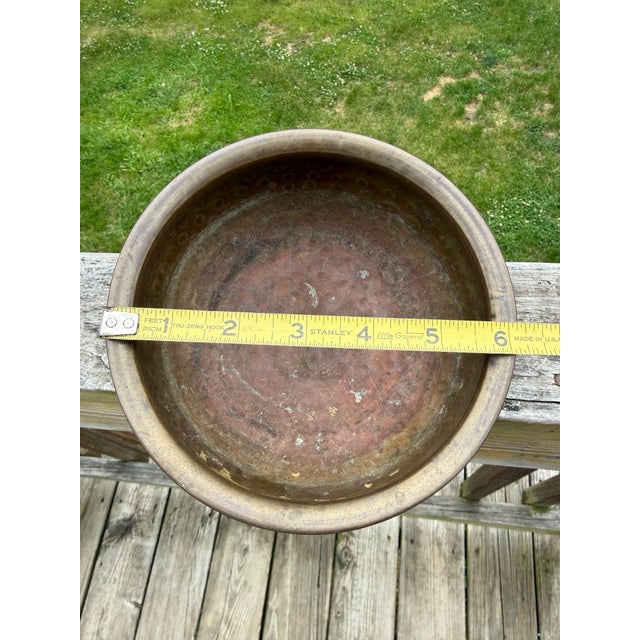 Antique Russian Handmade Hammered Copper 3 Feet Planter/Pot 6” X 3” For Sale - Image 6 of 7