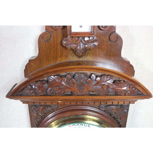 Early 20th Century English Edwardian Aneroid Barometer in Walnut Case For Sale - Image 5 of 8