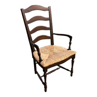 Fremarc Designs Ladderback Rush Seat Arm Chair For Sale