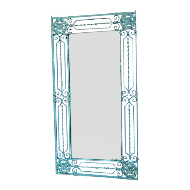 Antique Wrought Iron Gate Mirror – Repurposed Architectural Salvage For Sale