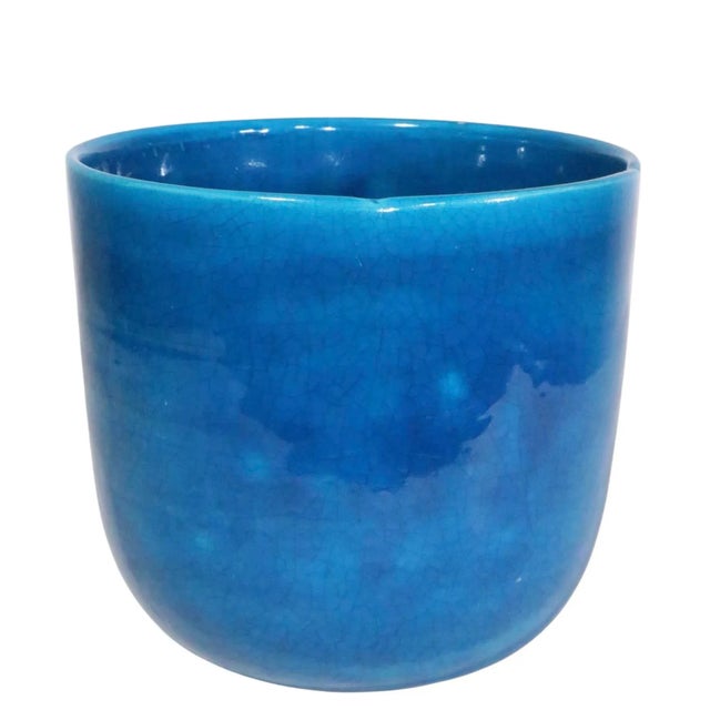 Vintage French Blue Craquelure Vase For Sale - Image 4 of 13