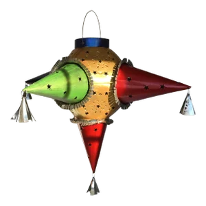Vintage Christmas Holiday Mexico Punched Tin Pinata Party Lantern