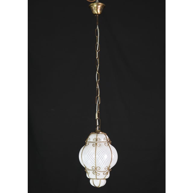 Set of 2 Amazing Venetian Lantern in Murano Reticello Glass, 1950s For Sale - Image 11 of 13