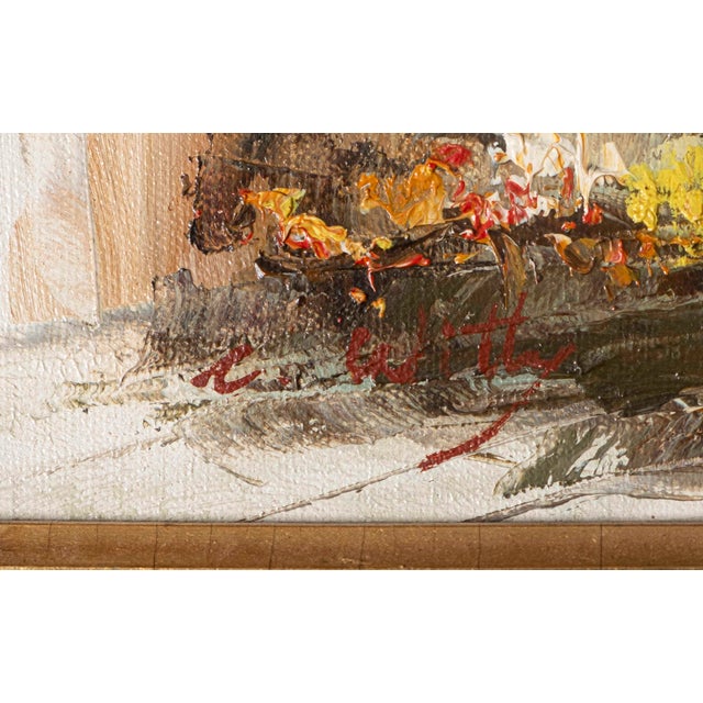 Vintage Impressionist European Street Scene Oil Painting in Ornate Gilt Frame For Sale - Image 6 of 12