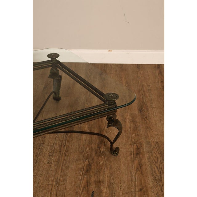 Neoclassical Style Iron And Glass Coffee Table For Sale - Image 13 of 18