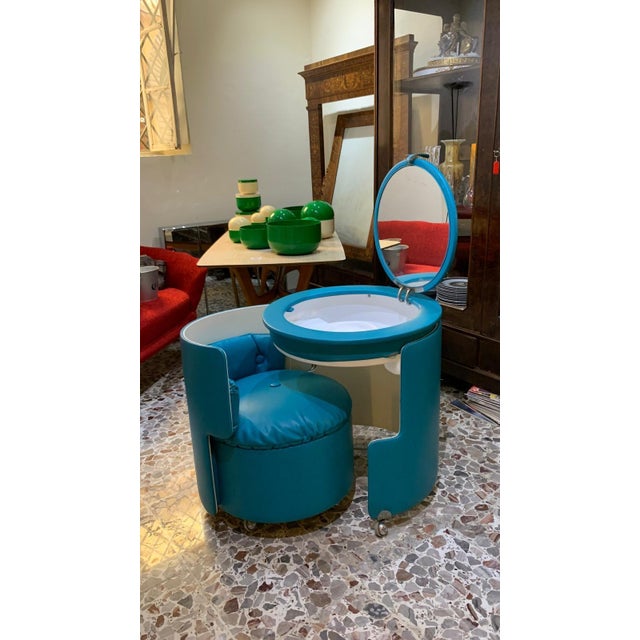 Dilly Dally Dressing Table in Turquoise by Luigi Massoni for Poltrona Frau, 1968 For Sale - Image 14 of 14