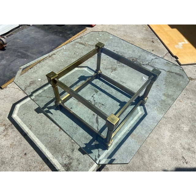 Vintage Mid Century Brass and Glass Coffee Table Attributed to Mastercraft Unmarked For Sale - Image 11 of 11