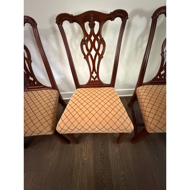 1980s Ethan Allen Banded Mahogany Clawfoot Dining Table + 4 Chairs For Sale - Image 16 of 17