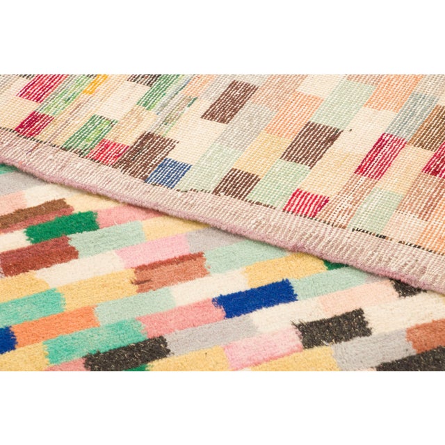 Textile Vintage Turkish Pixelated Wool Runner by Rug & Kilim, Turkey, 1950–1959 For Sale - Image 7 of 9