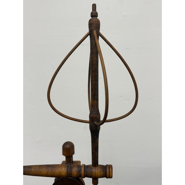 Wood Upright Wooden Spinning Wheel, Antique For Sale - Image 7 of 12
