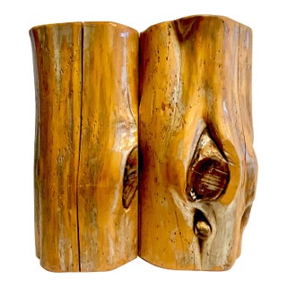 1970s Vintage Boho Chic Live Edge Side Table or Stool, After George Nakashima. For Sale