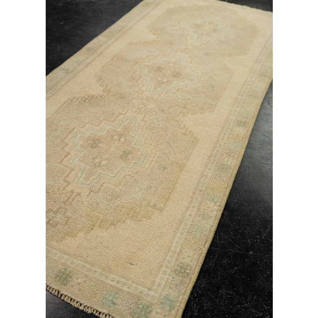 Textile Turkish Mini Rug Oriental Hand Knotted Vintage Rug 1'7" x 3'6" #21168 For Sale - Image 7 of 8