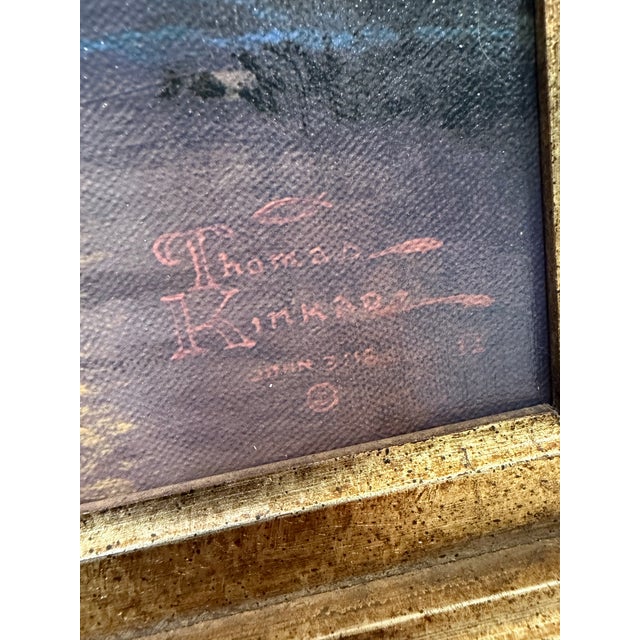 1980s Thomas Kinkade - Cobblestone Brooke S/P 34x 44 Canvas Framed For Sale In Atlanta - Image 6 of 7
