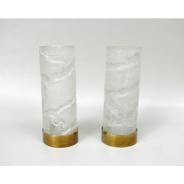 Wall Lights in Ice Glass, Rattan & Brass from Doria Leuchten, 1960s, Set of 2 For Sale - Image 11 of 18