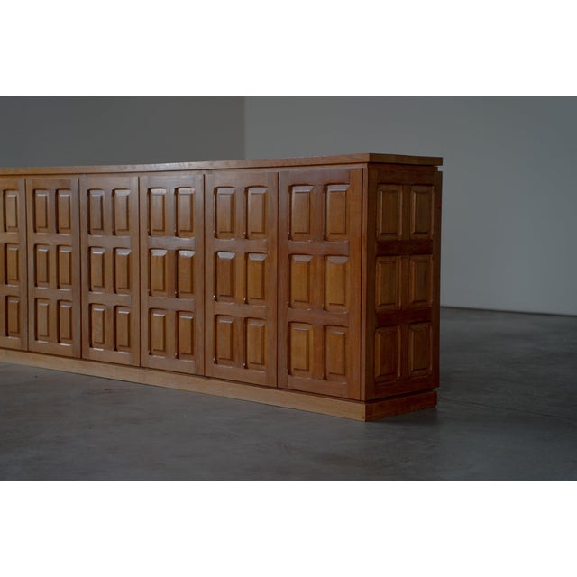 Wood Brutalist Sideboard in Blond Oak, Belgium, 1980s For Sale - Image 7 of 7