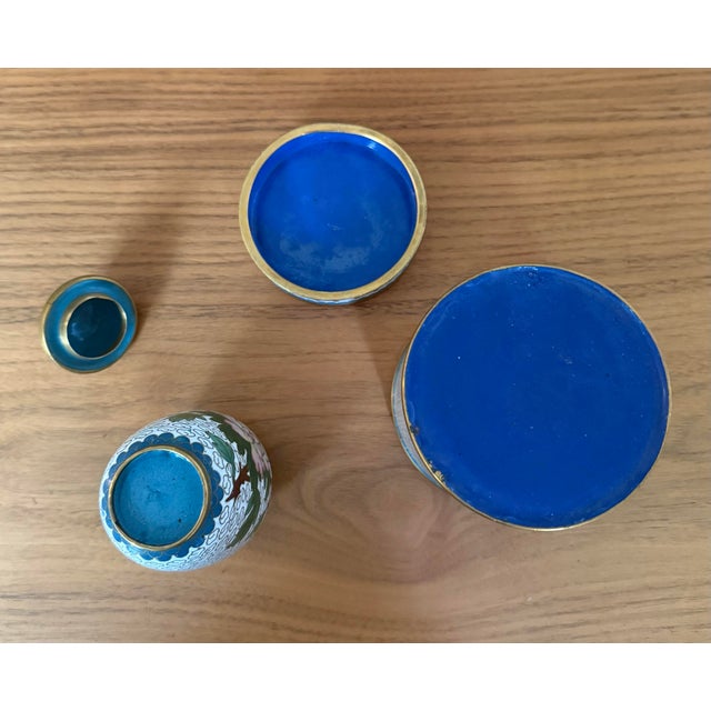 Matched Pair: Chinese Cloisonné Enamel Covered Brush Pot & Ginger Jar Vase For Sale - Image 9 of 9