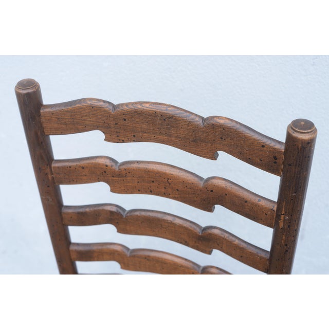 Antique English Ladder Back Rush Seat Dining Chairs - Set of 6 For Sale In San Francisco - Image 6 of 17