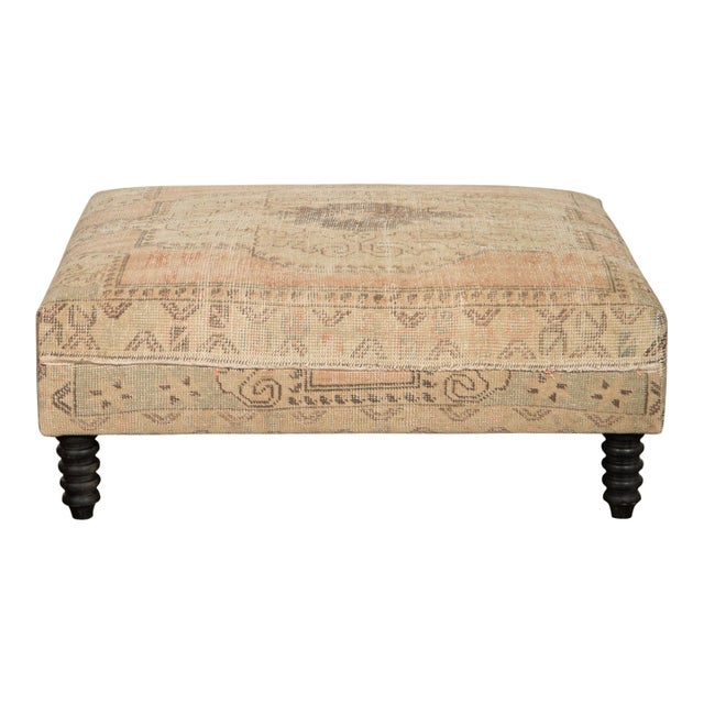 Custom Made Ottoman With a Vintage Turkish Rug | Chairish