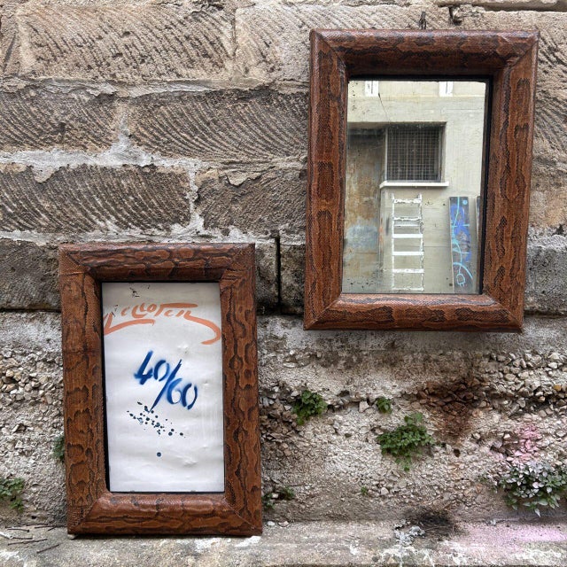 A refined pair of Art Deco mirrors in the Karl Springer style, rare for their generous dimensions of approximately 80 x 50...