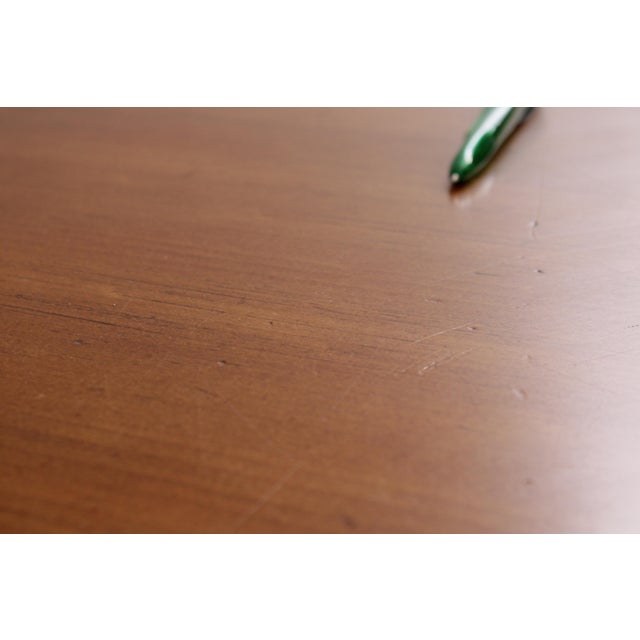 Brown Satinwood Finish Pedestal Dining Room Table W. Paw Feet For Sale - Image 8 of 18