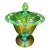 Colony Harvest Carnival Green Glass Footed Candy Dish & Lid For Sale