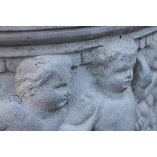 Classical Style Cherub Relief Cast Stone Garden Planter For Sale - Image 15 of 16