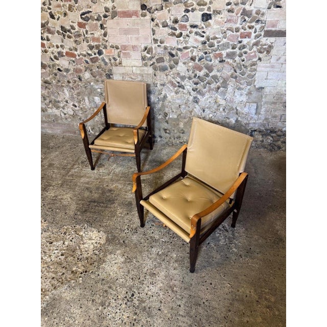 KK47000 Safari Chairs in Leather attributed to Kaare Klint for Carl Hansen & Søn, 2010s, Set of 2 For Sale - Image 3 of 18